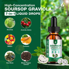 Hemyum Graviola liquid extract ingredients highlighting natural sourcing.