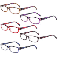 Henotin 5-pack reading glasses with blue light blocking for daily computer use.