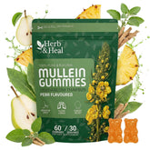 Herb & Heal Mullein Gummies packaging highlighting vegan formula for lung support