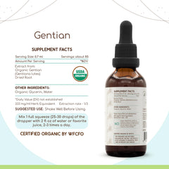 HerbEra Gentian B60 label close-up confirms organic USA production.
