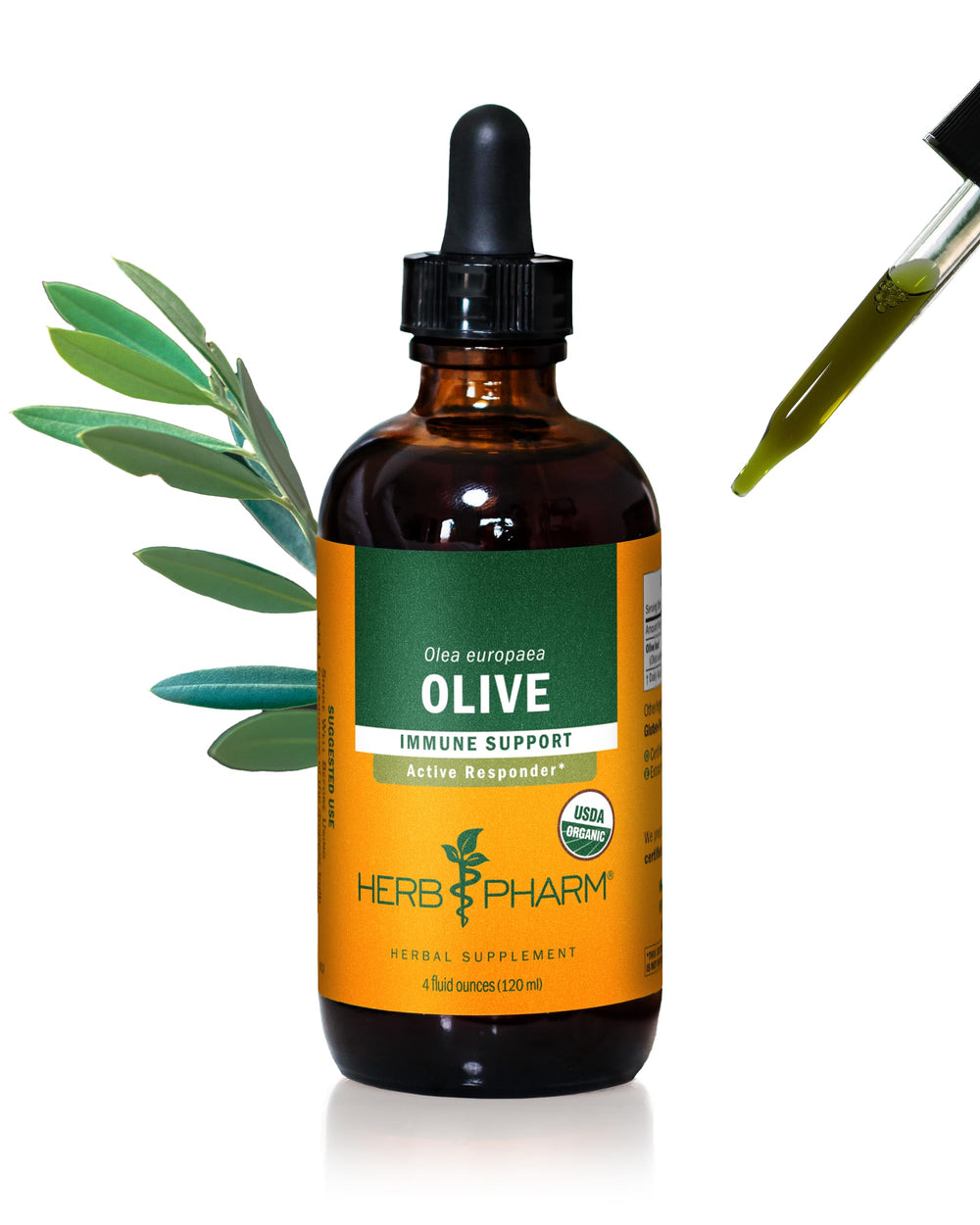 Herb Pharm olive leaf extract bottle for daily immune support