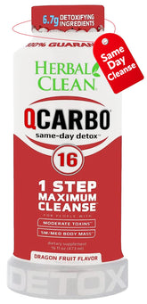 Herbal Clean Qcarbo16 dragon fruit bottle pour shows convenient detox for on-the-go routines.
