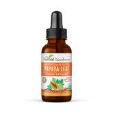 Herbal Goodness Papaya Leaf Extract bottle showing organic formula and label for daily wellness.