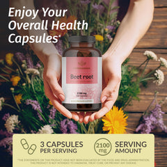 Herbamama Beet Root Capsules packaging highlights vegan, non-GMO formula.