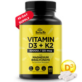 HerbaMe D3 K2 magnesium capsules for bone support and daily wellness