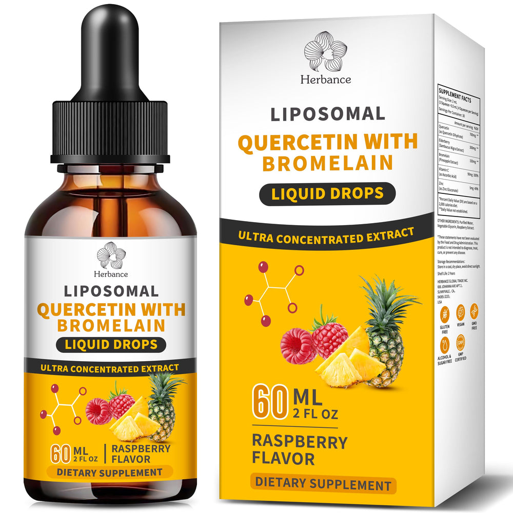 Herbance liposomal quercetin bottle highlighting enhanced absorption potential