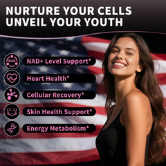 Herbance NAD+ Gummies packaging box highlighting vegan and gluten-free formula.