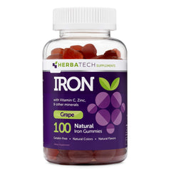 Herbatech Iron Gummies grape-flavor close-up, ideal for daily supplement routine.