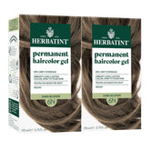 Herbatint 6N dark blonde dye being poured for even gray coverage.