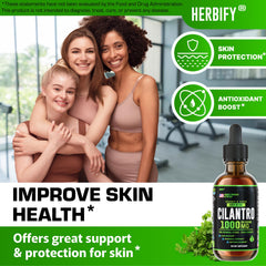 Ingredients close-up showing cilantro extract and plant-based nutrients