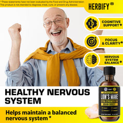 HERBIFY Lions Mane liquid drops ready to support mental clarity.