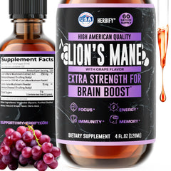 HERBIFY Lions Mane tincture 4oz bottle for daily focus and mental clarity.