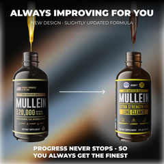 Herbify Mullein Drops liquid closeup showing plant extract for potential lung support.