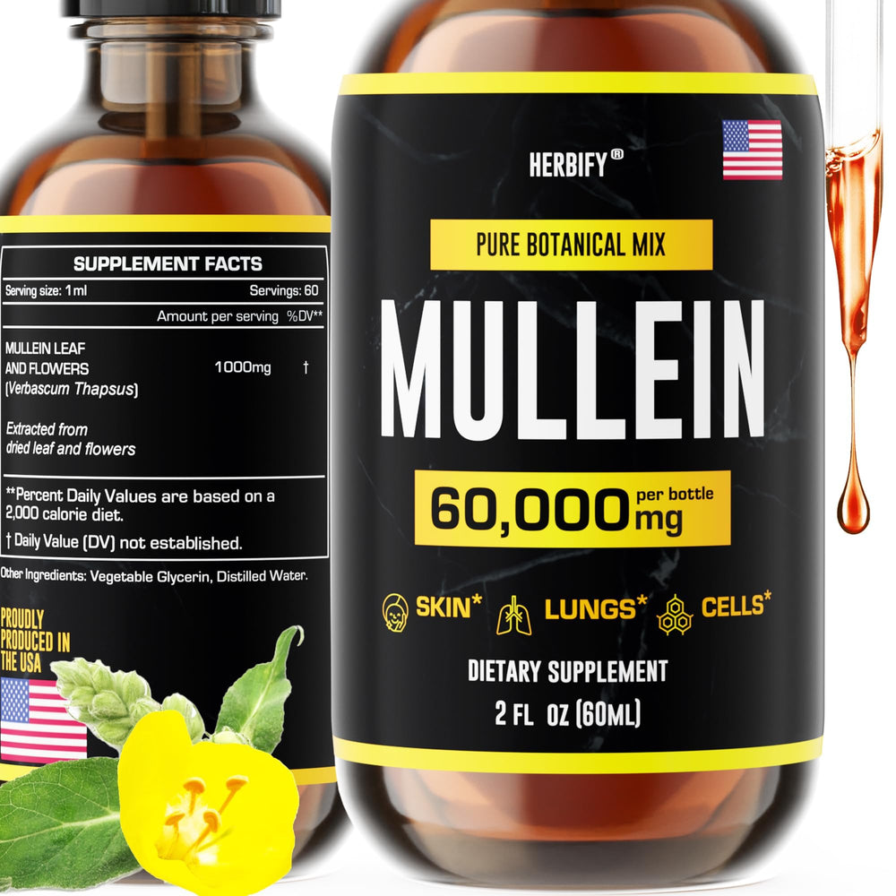 HERBIFY Mullein Extract bottle for respiratory comfort.