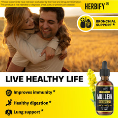 Close-up label showing HERBIFY Mullein Extract's USA-made quality.