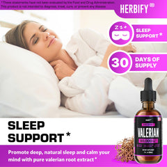 Herbify Valerian Root Drops with a pipette for relaxation.