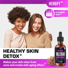 Close-up of Herbify Valerian Root tincture label highlighting quality.