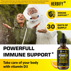 Sunlit HERBIFY Vitamin D3 bottle evokes sunshine replacement idea.