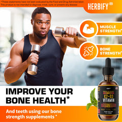 HERBIFY Vitamin D3 K2 Drops label close-up highlighting 10000 IU per serving.