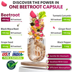 Herbpy 6in1 beetroot capsules shown for convenient daily intake and sustained wellness.