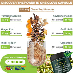Herbpy 7in1 clove capsule closeup — blends cloves and herbs for digestion support.