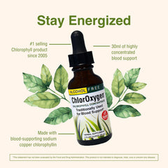 ChlorOxygen label close-up highlighting alcohol-free formula