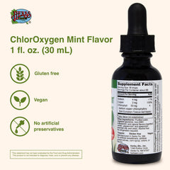 Herbs Etc. mint ChlorOxygen label and bottle for alcohol-free vitality