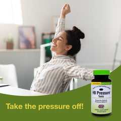 Three HB Pressure Tonic softgels daily with water for circulation support.