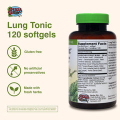Herbs Etc. Lung Tonic label view highlighting organic herbal blend.