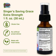 Herbs Etc. Singer's Saving Grace spray application demonstrating usage.