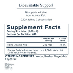 Heritage Store Nascent Iodine Drops amber bottle preserves potency and freshness.