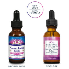 Heritage Store Nascent Iodine Drops pour demonstrates easy daily dosing.