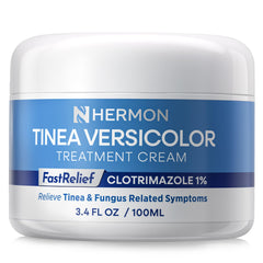 Hermon tinea versicolor cream bottle closeup showing antifungal action for the skin