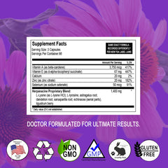 Herpanacine Diamond capsules closeup showing clean, dairy-free formula