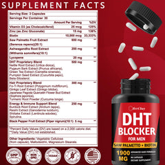HevChay DHT Blocker label close-up highlighting robust formula