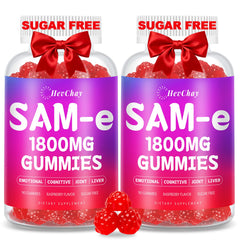 HevChay SAM-e gummies bottle displays 180 gummies for easy daily mood support.