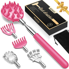 HEYAXA telescoping back scratcher with five heads reaches your back comfortably.