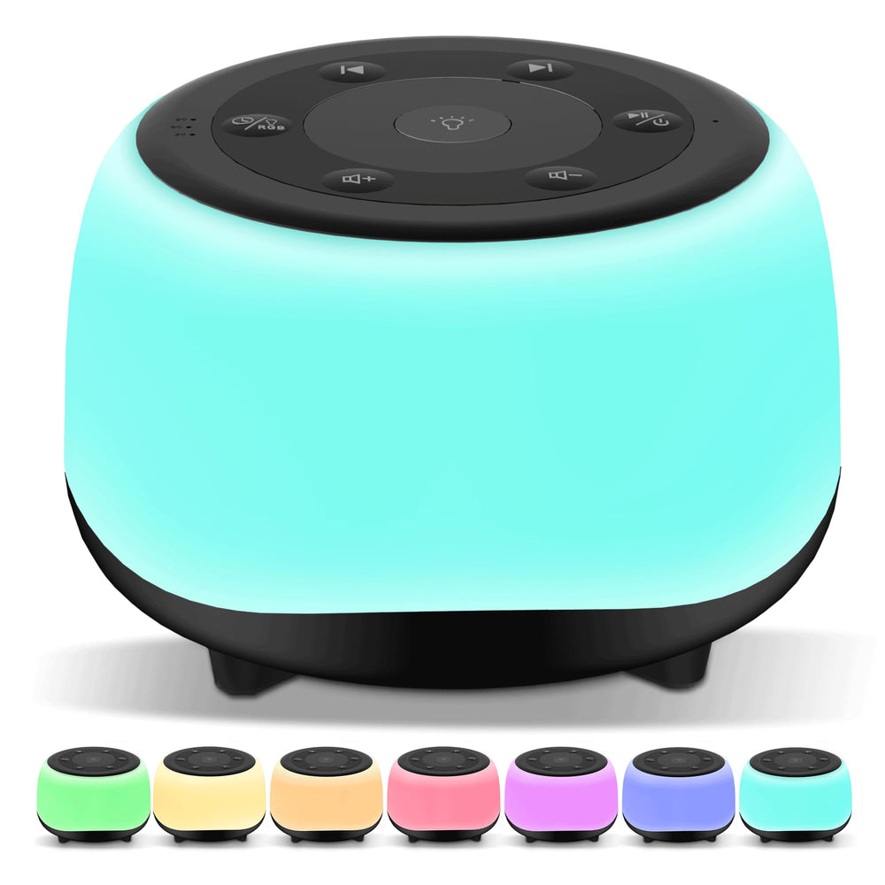 HEYAXA white noise machine with 34 soothing sounds for sleep and focus.