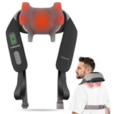 Heycool neck massager strapped on for hands-free relaxation at home