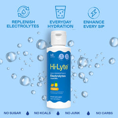 Hi-Lyte daily essentials drops dispense into water for customizable hydration.