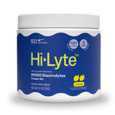 Hi-Lyte K1000 Lemonade powder packaging highlighting keto hydration and clean ingredients.