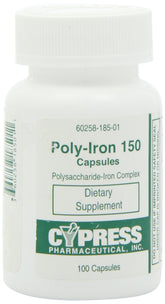HIBROU Poly Iron capsules bottle, 100-count bottle for daily iron support.