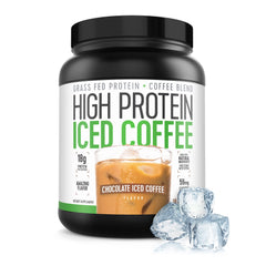 High Protein Coffee chocolate iced coffee can shows on-the-go protein boost.