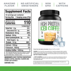 High Protein Iced Coffee Vanilla Latte glass serving after workouts