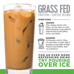 High Protein Iced Coffee Vanilla Latte label artwork shows natural ingredients