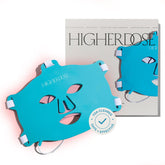 HigherDOSE red-light face mask closeup for at-home skin rejuvenation benefits.