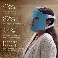 HigherDOSE red-light face mask worn during workouts for post-activity refresh.