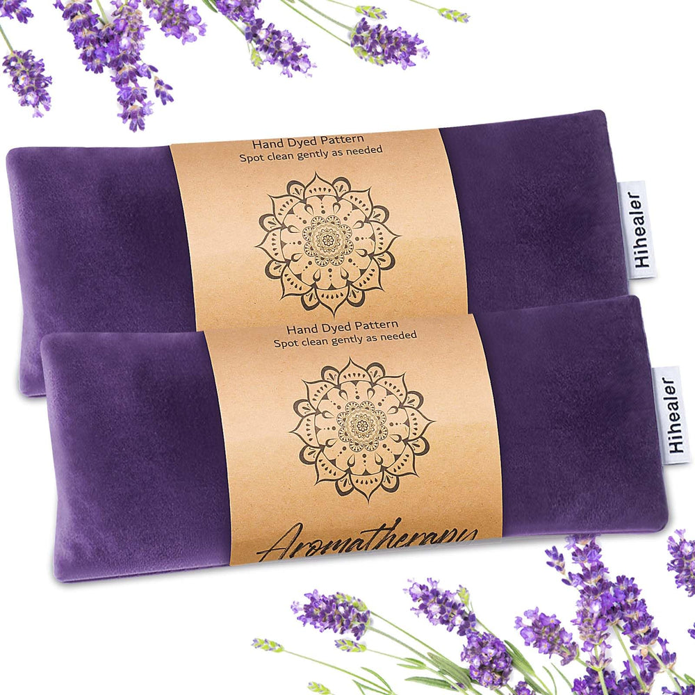 Hihealer weighted eye mask with lavender front view for deep relaxation and light blocking
