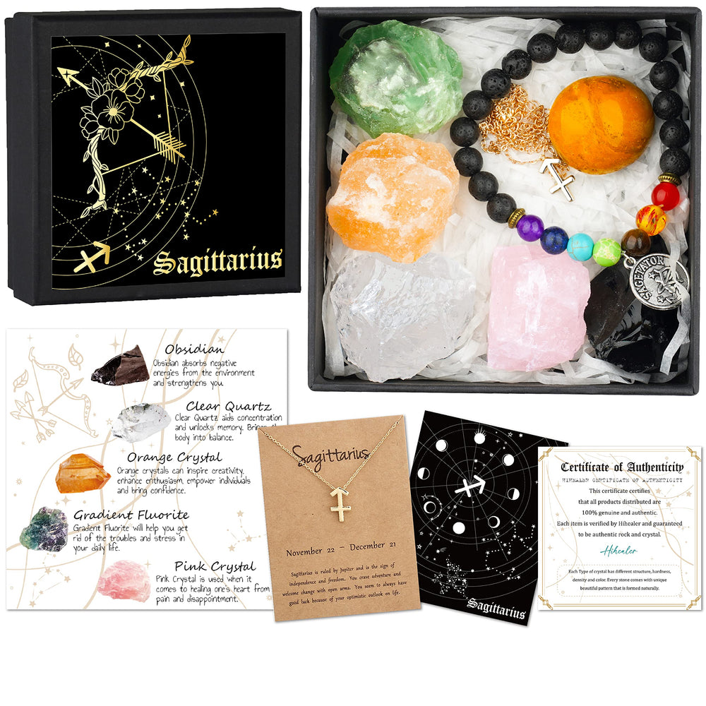Hihealer zodiac gift set Sagittarius crystals balance energy
