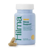Hilma Sleep Aid bottle with capsules supports calm evenings and bedtime routine.
